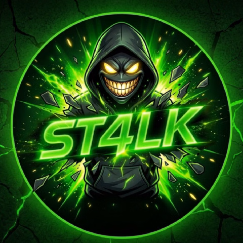 Insignia verde de St4lk con la figura encapuchada